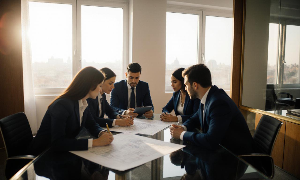 Moderno ufficio direzionale con team che collabora strategicamente